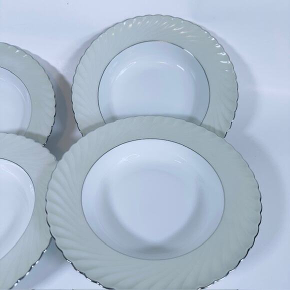 Royal Tettau South Wind Grey Green Rim Soup Bowl Gray/Green Border Swirled VTG - Picture 10 of 12